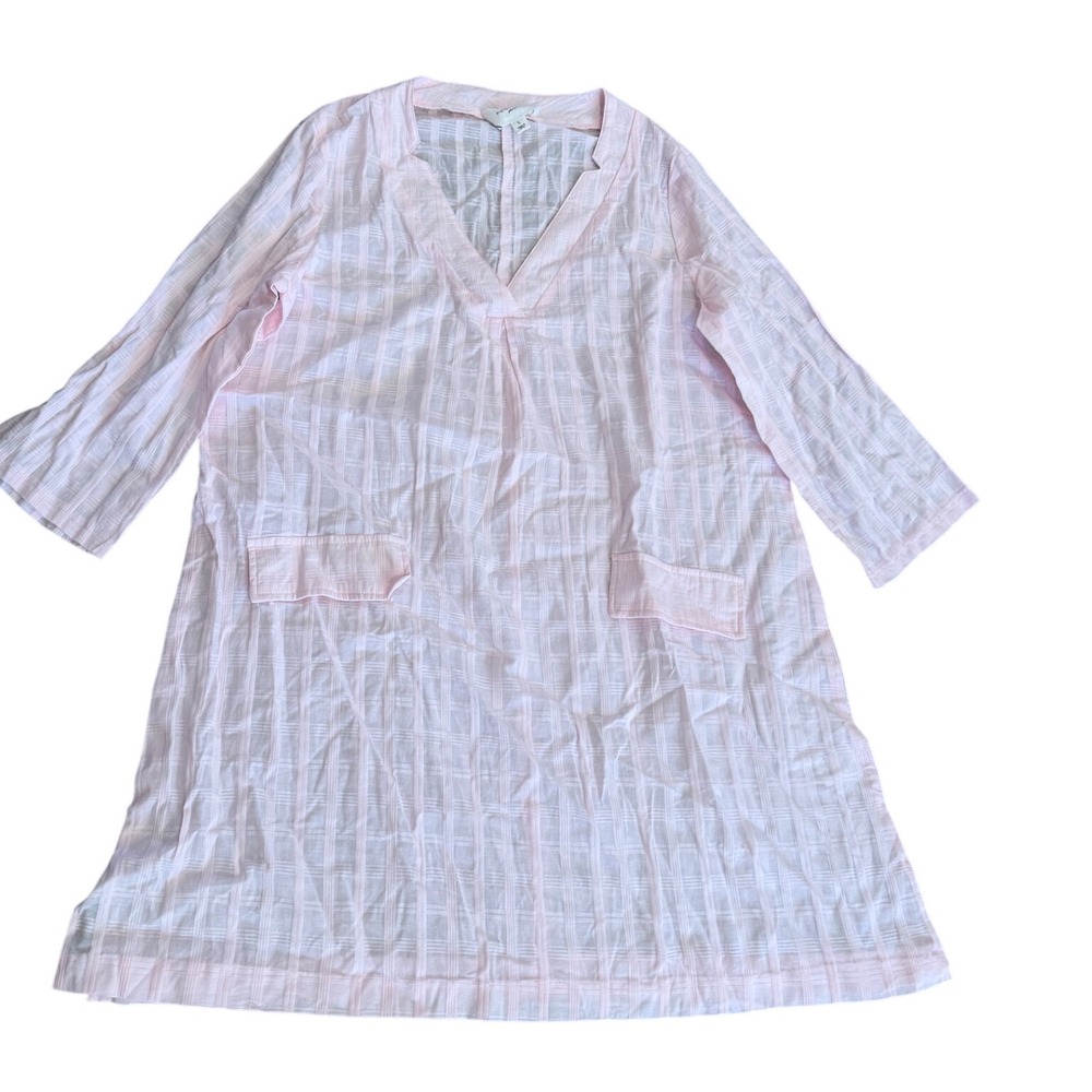 Pomander Place Pink Carolina Windowpane Check Cotton Tunic Dress Womens‎ Large